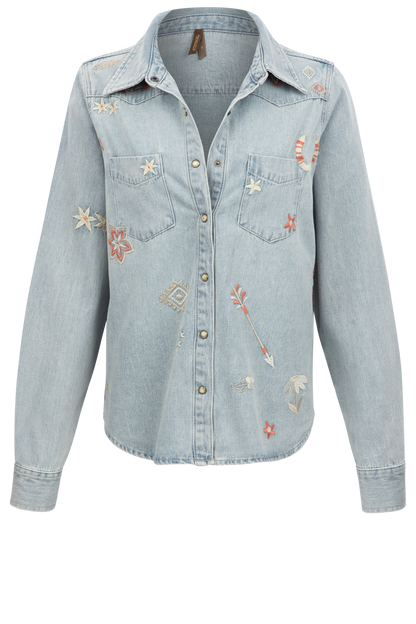 Stetson Women's Embroidered Denim Snap Shirt