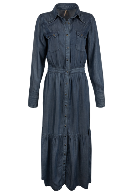 stetson embroidered denim dress Embroidered Denim Shirt Dress