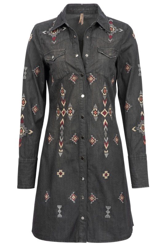 Stetson Women's Black Denim Western Shirt Dress