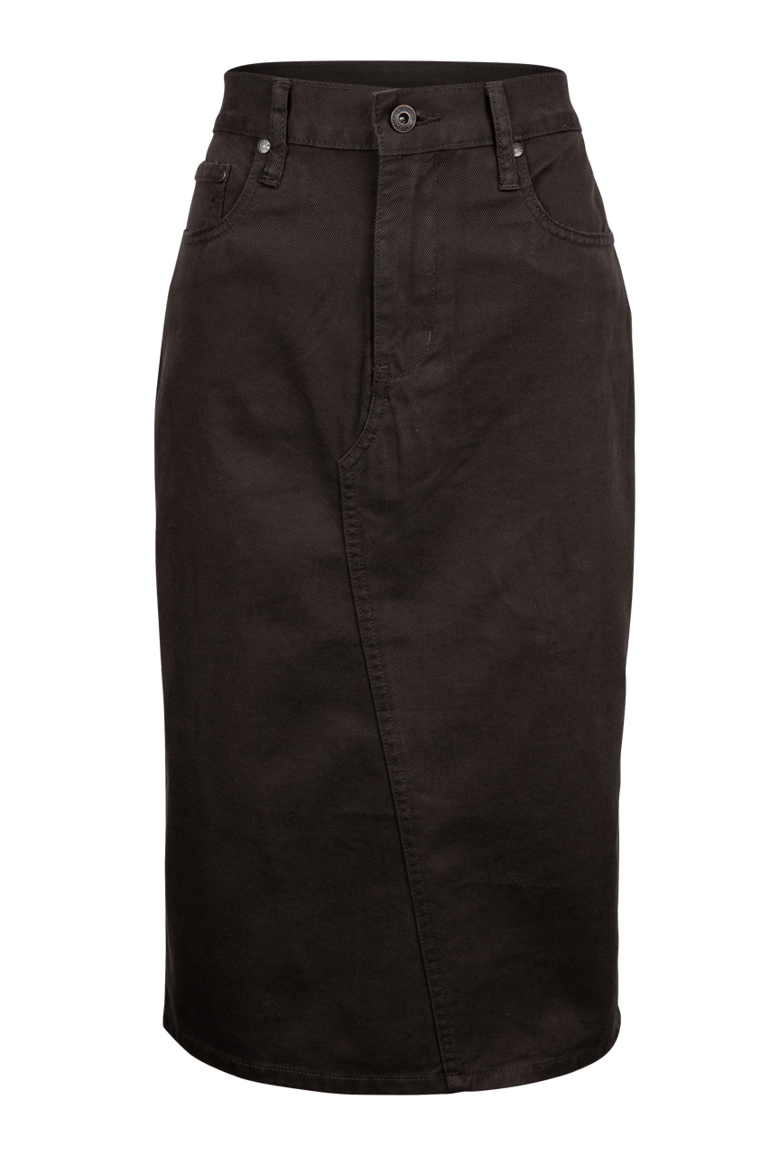 Stetson Women's Chocolate Denim Midi Skirt