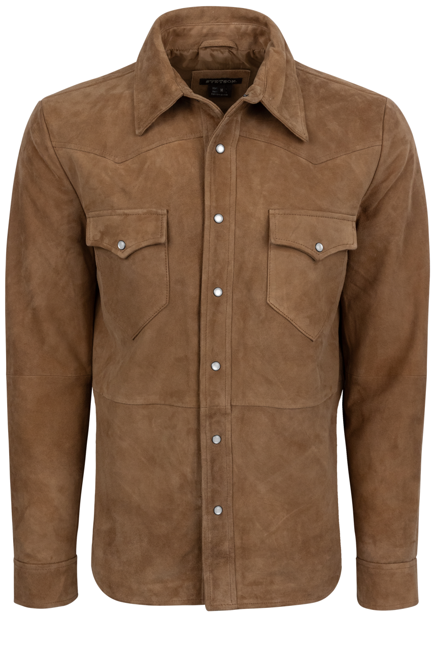 Stetson Men's Suede Shirt Jacket - Light Tan