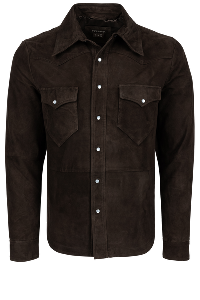 Stetson Men's Chocolate Suede Western Shirt Jacket | Pinto Ranch