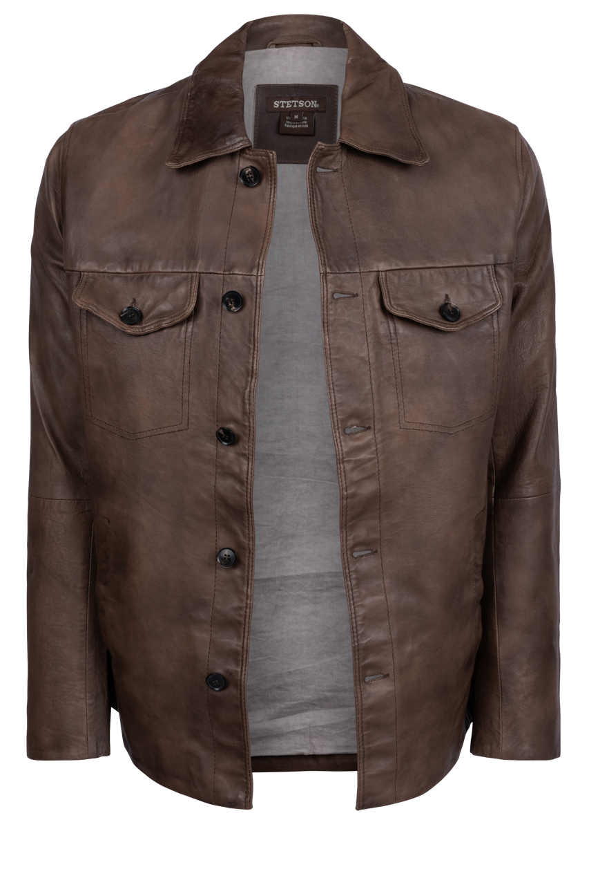 Stetson Men's Western Brown Leather Jacket