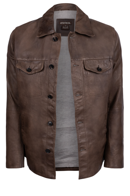 Stetson Men's Western Brown Leather Jacket