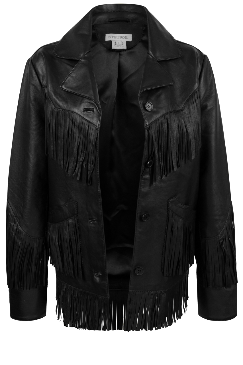 Stetson Women's Black Leather Fringe Jacket