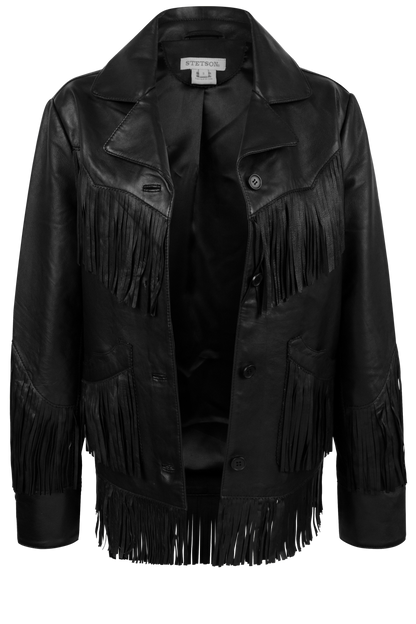 Stetson Women's Black Leather Fringe Jacket