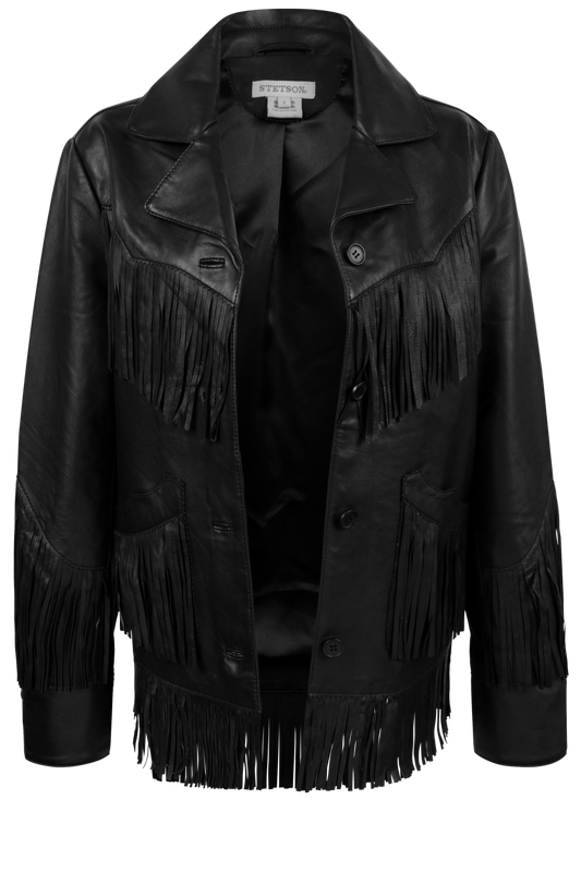 Stetson Women's Black Leather Fringe Jacket