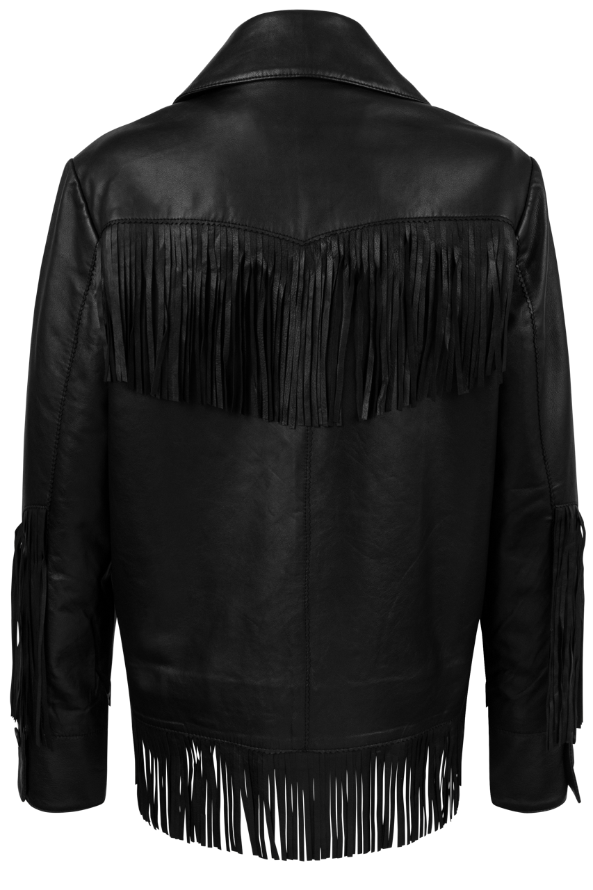 Stetson Women's Black Leather Fringe Jacket