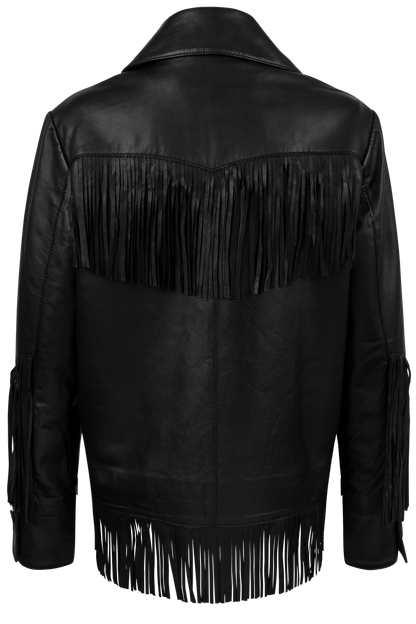 Stetson Women's Black Leather Fringe Jacket