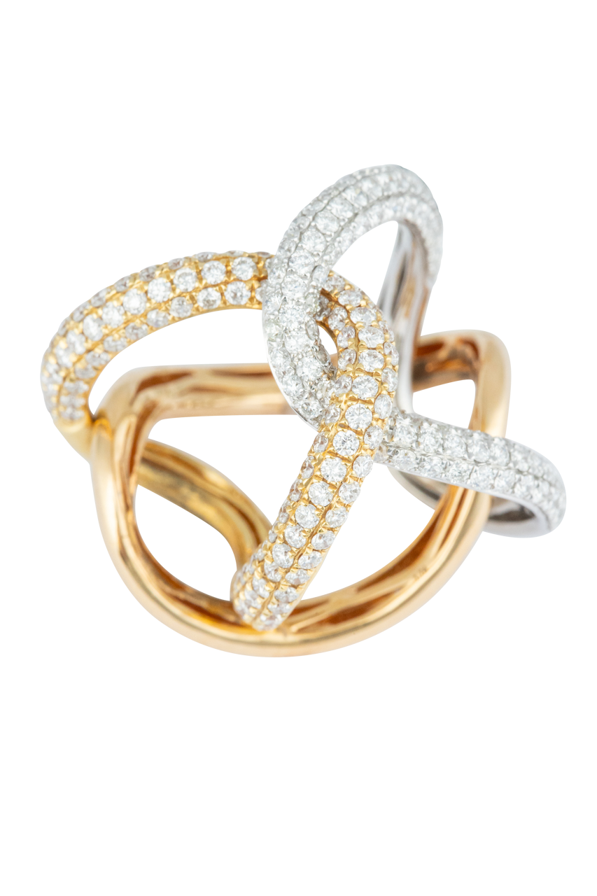Tri-Tone Gold Multi-Diamond Statement Ring