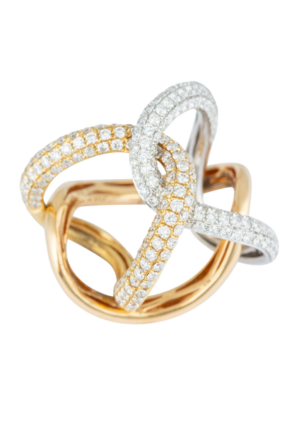 Tri-Tone Gold Multi-Diamond Statement Ring