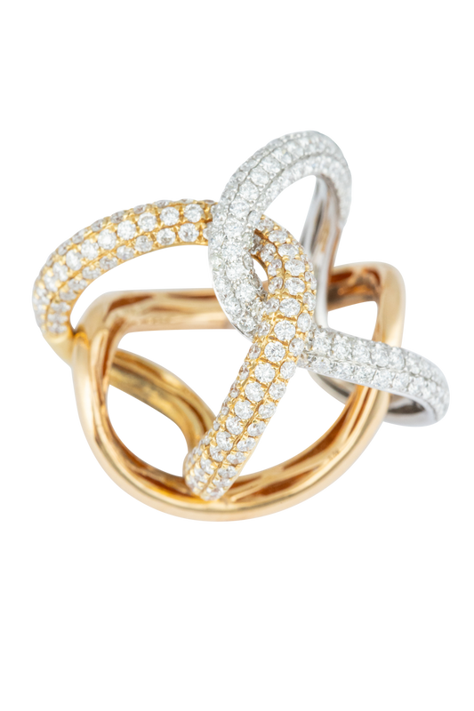 Tri-Tone Gold Multi-Diamond Statement Ring