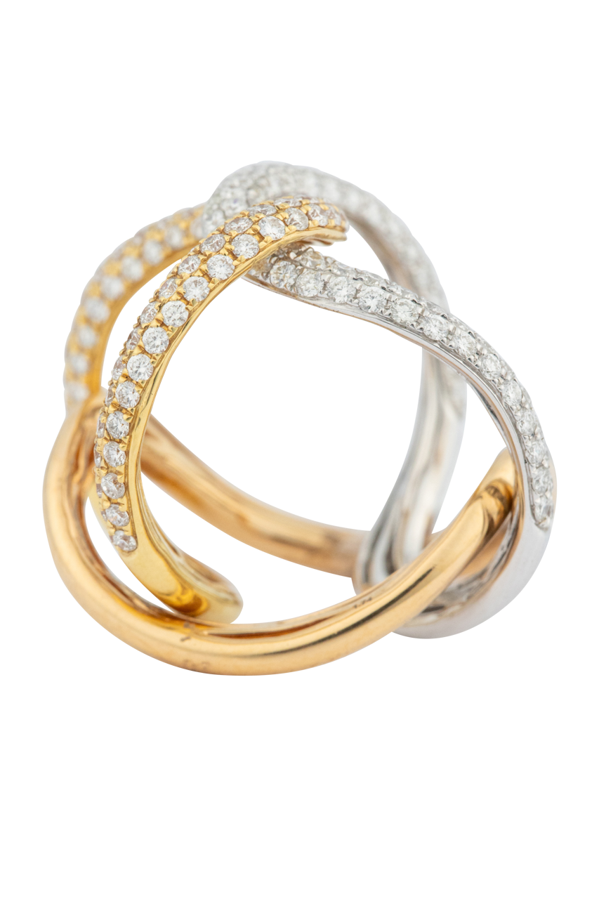 Tri-Tone Gold Multi-Diamond Statement Ring