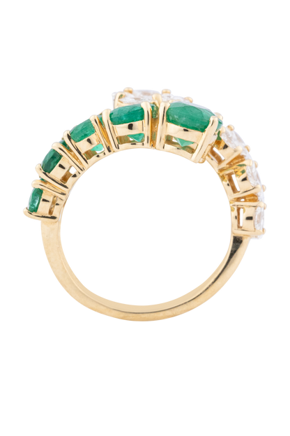 Emerald & Diamond Twist Ring