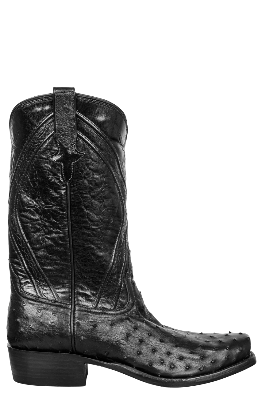 Rios of Mercedes Full Quill Ostrich Cowboy Boots - Black