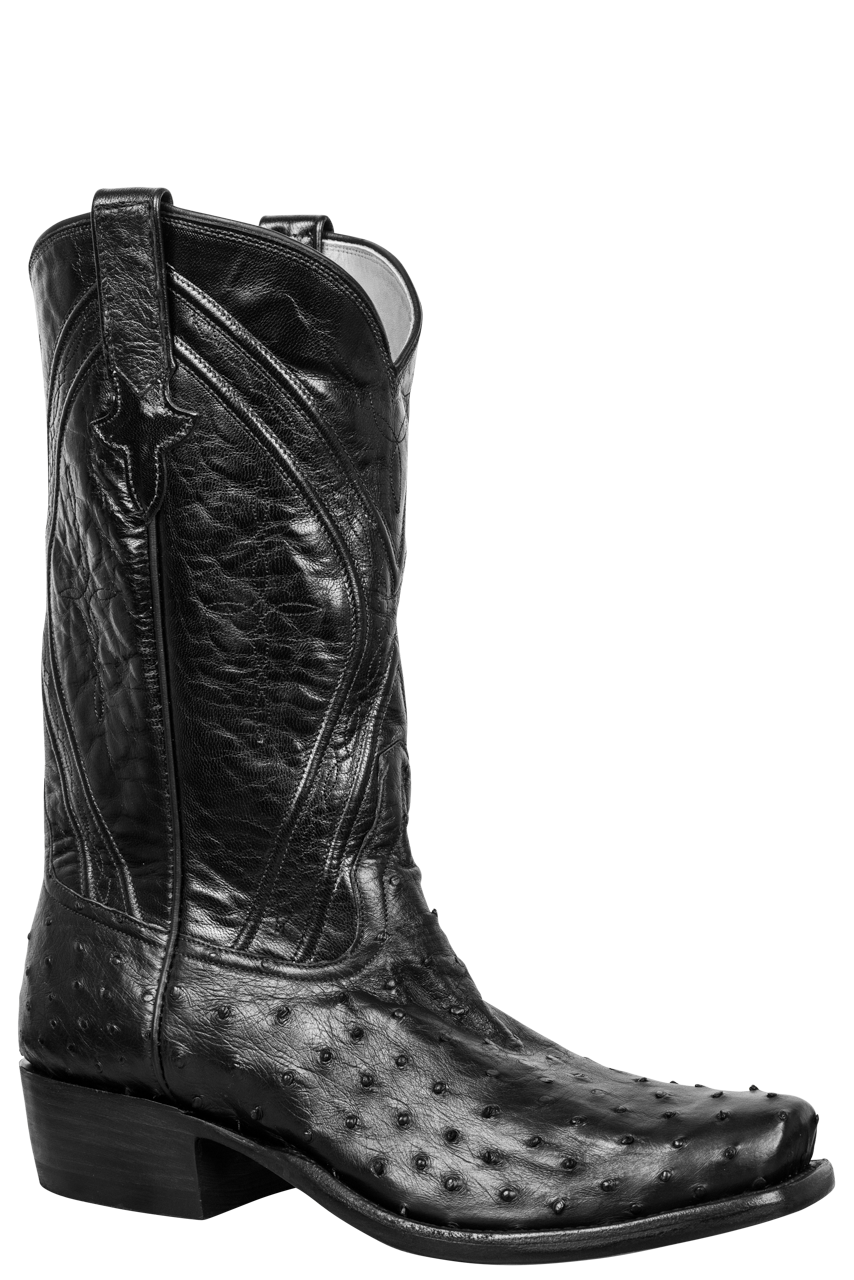 Rios of Mercedes Full Quill Ostrich Cowboy Boots - Black