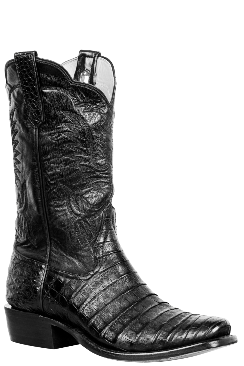 Rios of Mercedes Caiman Belly Cowboy Boots - Black