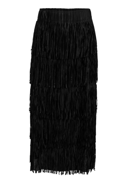 W.A.Y. Tiered Fringe Skirt - Black