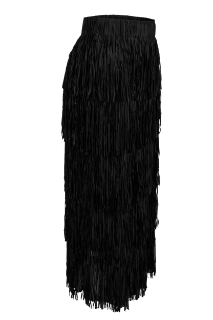 W.A.Y. Tiered Fringe Skirt - Black