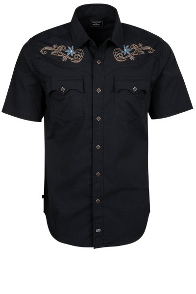Leland Embroidered Snap Front Shirt - Black – Pinto Ranch