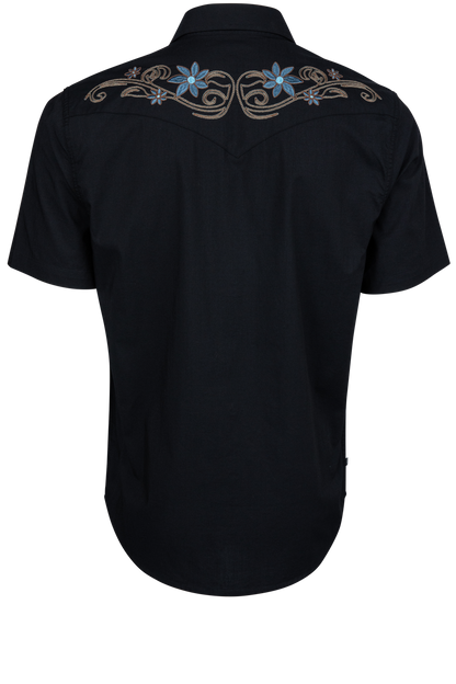 Leland Embroidered Snap Front Shirt - Black – Pinto Ranch