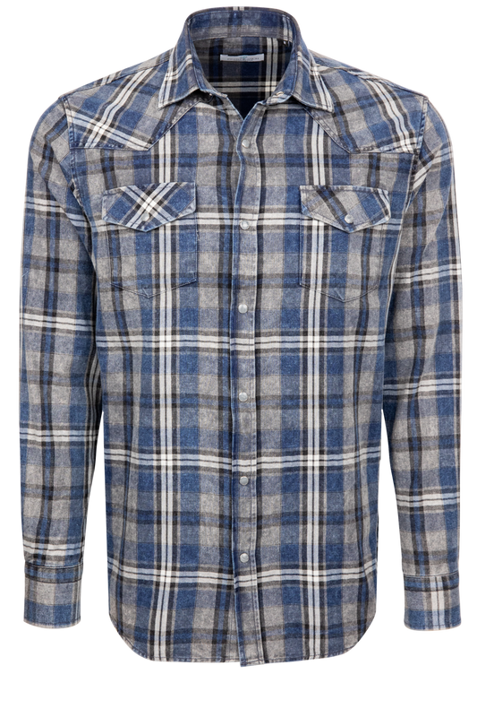 Garnet Snap Front Shirt - Steel Blue