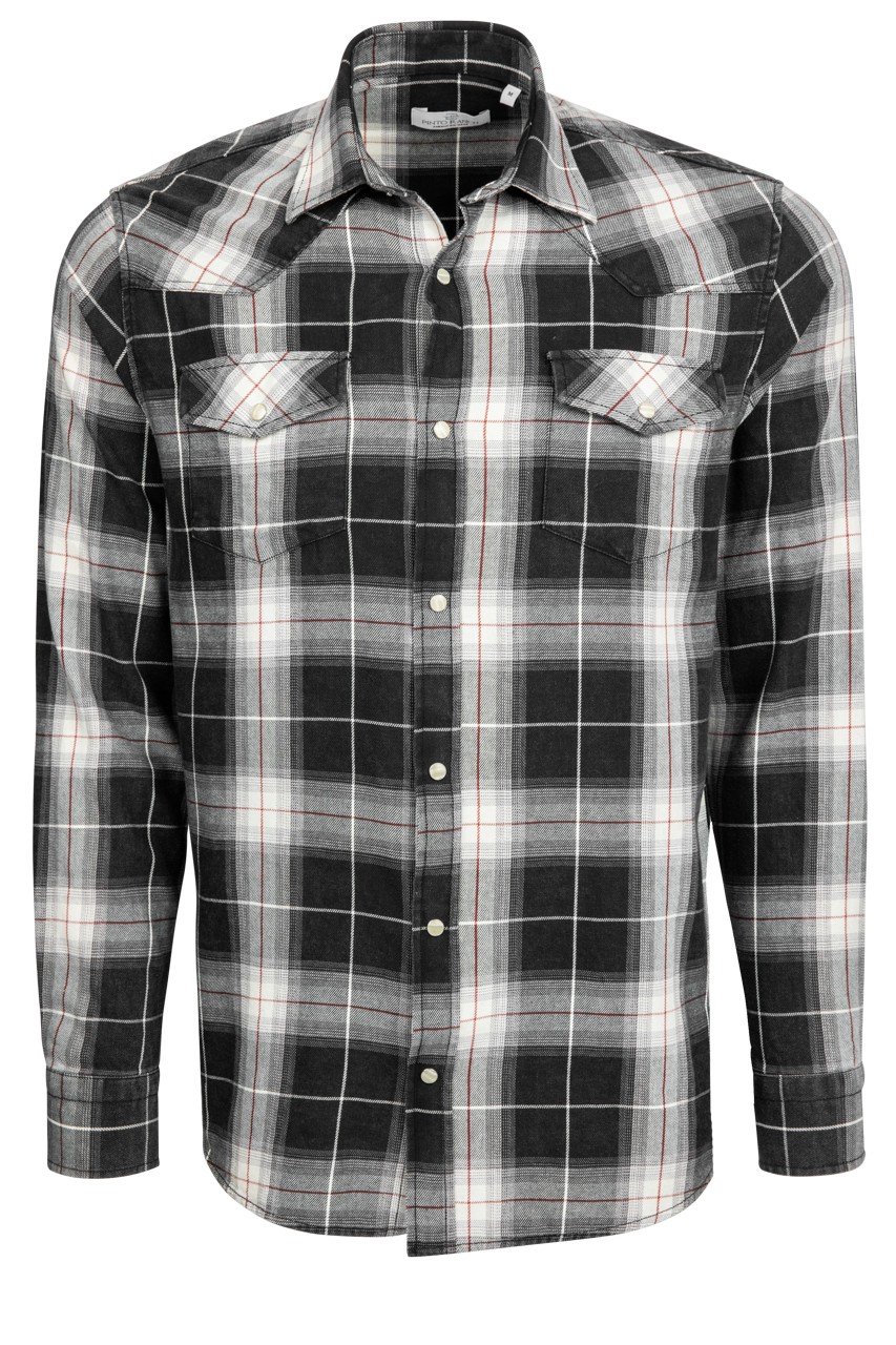 Garnet Snap Front Shirt - Black Plaid