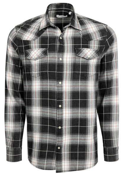 Garnet Snap Front Shirt - Black Plaid