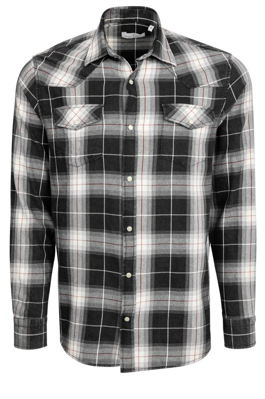 Garnet Snap Front Shirt - Black Plaid