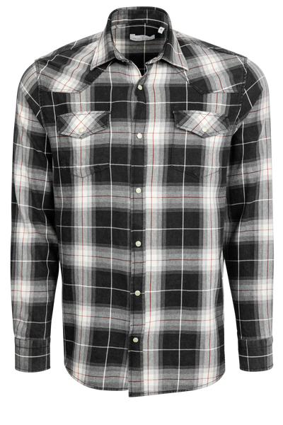 Garnet Black Plaid Snap Front Western Shirt | Pinto Ranch
