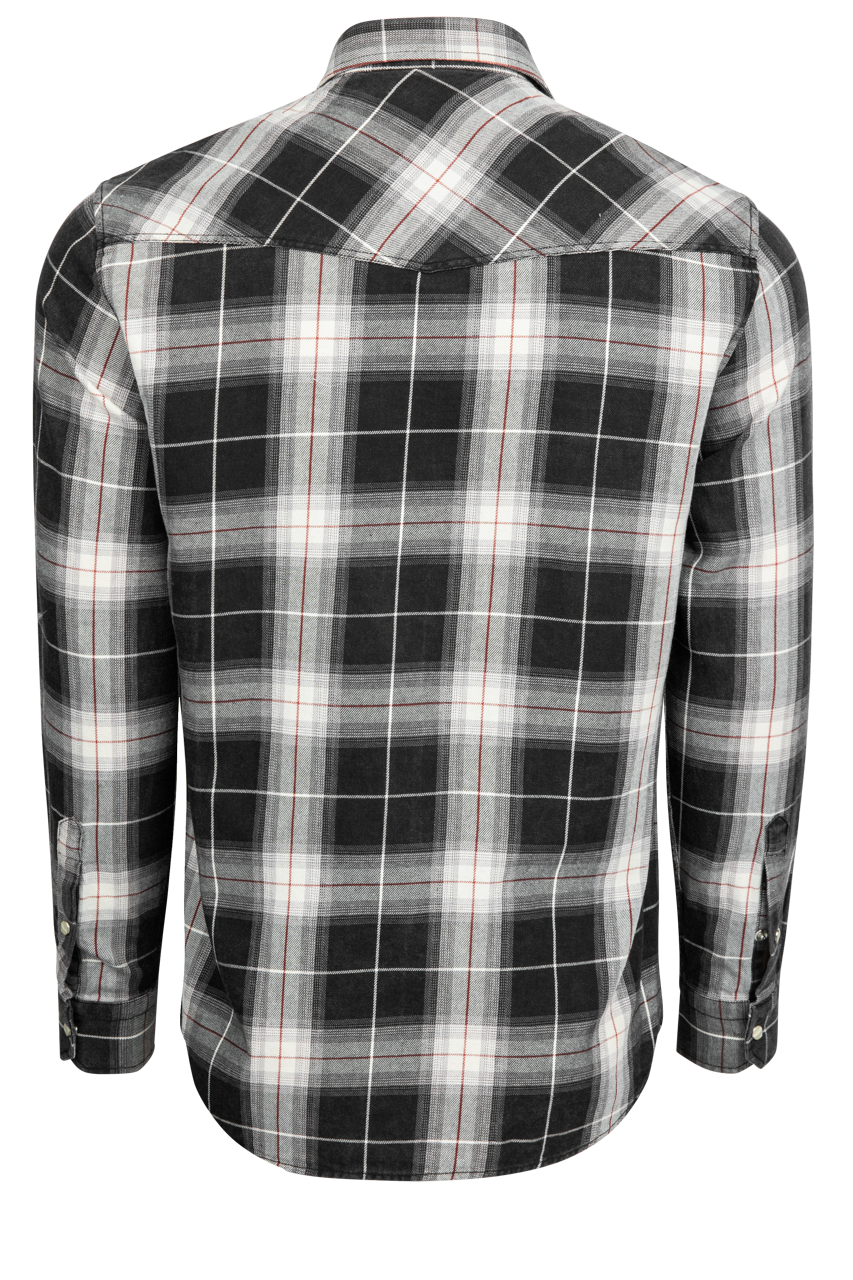 Garnet Snap Front Shirt - Black Plaid