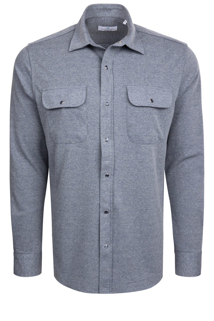 Garnet Snap Front Knit Shirt - Blue