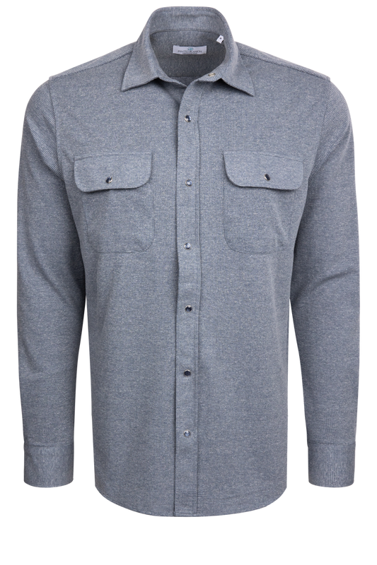 Garnet Snap Front Knit Shirt - Blue