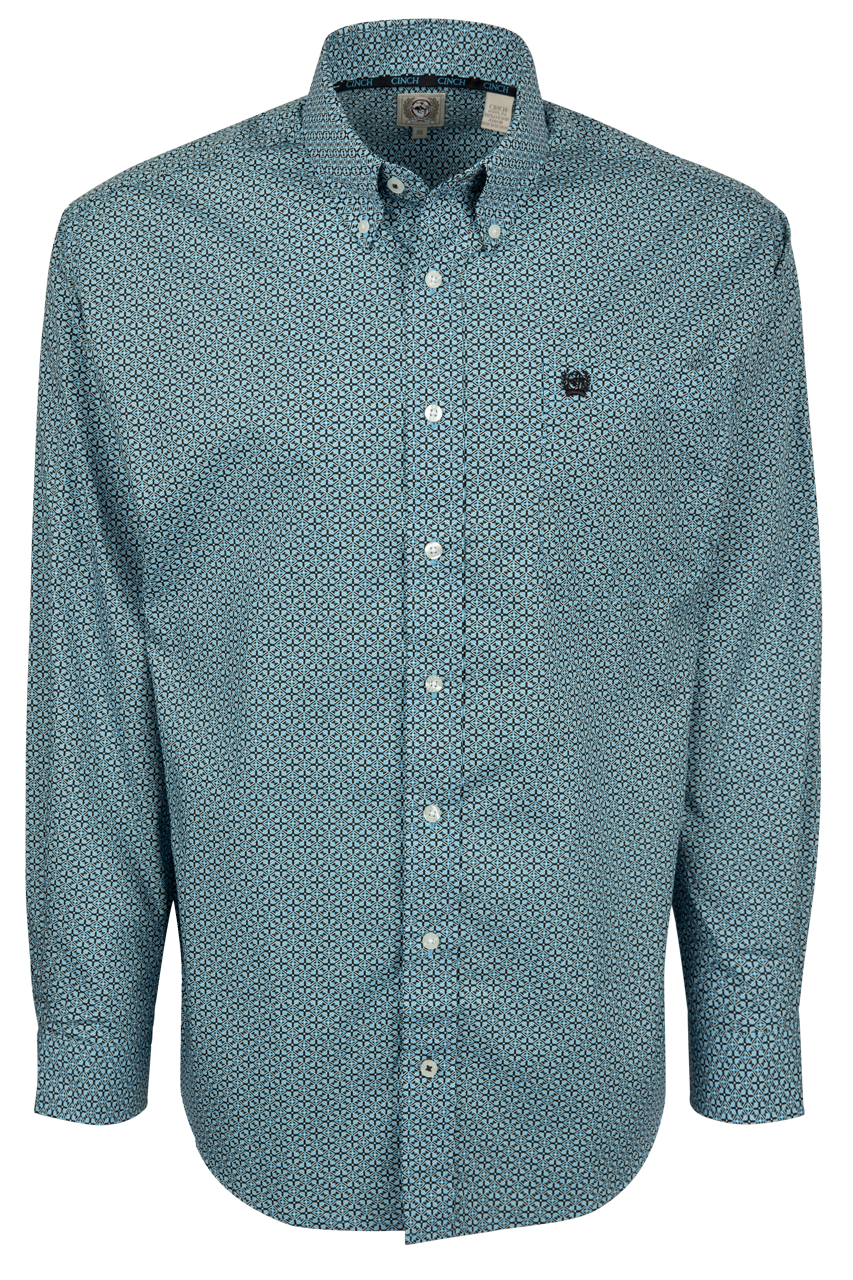 Cinch Diamond Grid Button Front Shirt