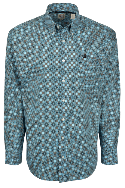 Cinch Diamond Grid Button Front Shirt