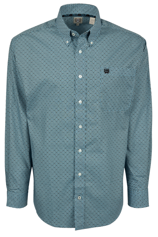 Cinch Diamond Grid Button Front Shirt