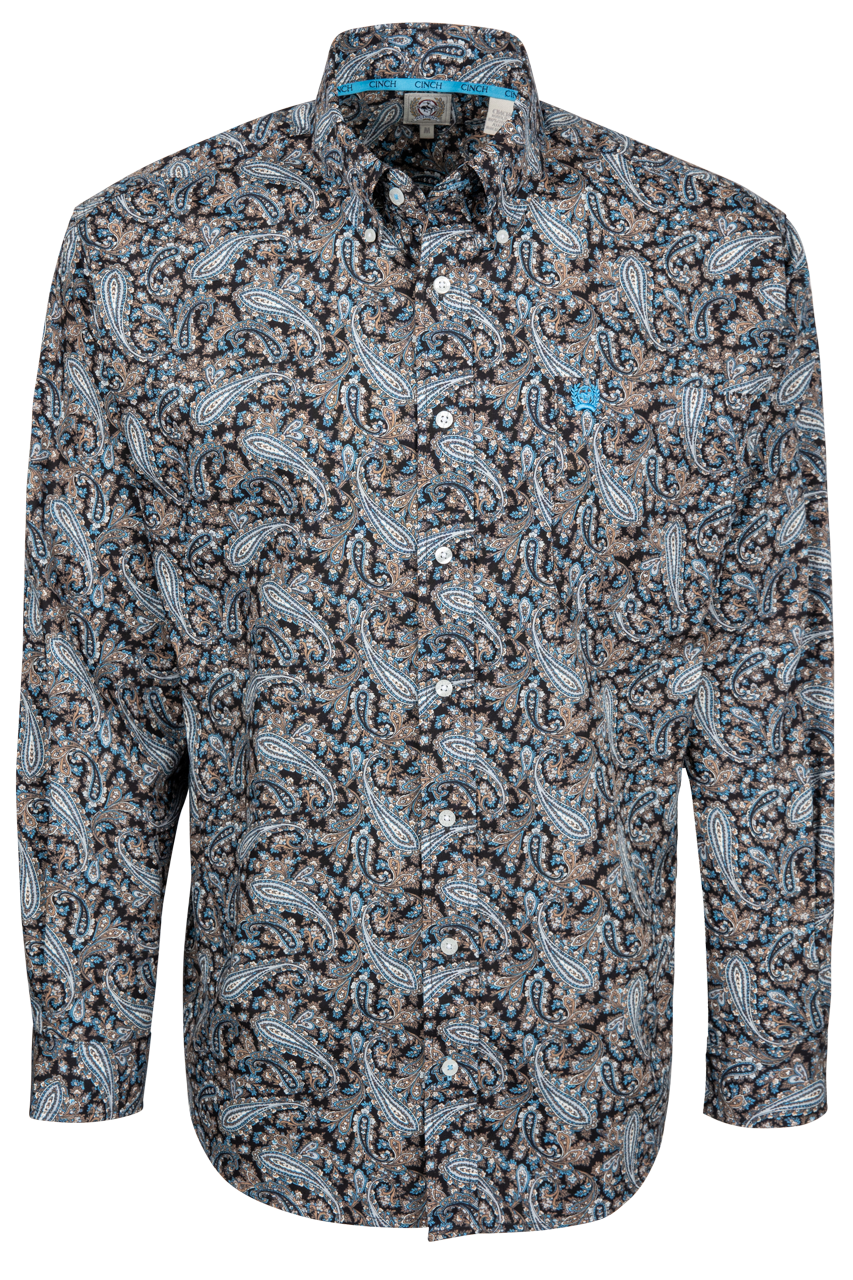 Cinch Paisley Print Button Front Shirt