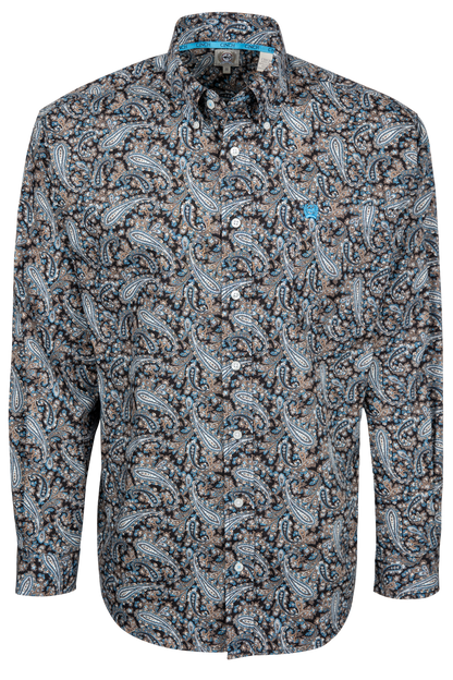Cinch Paisley Print Button Front Shirt