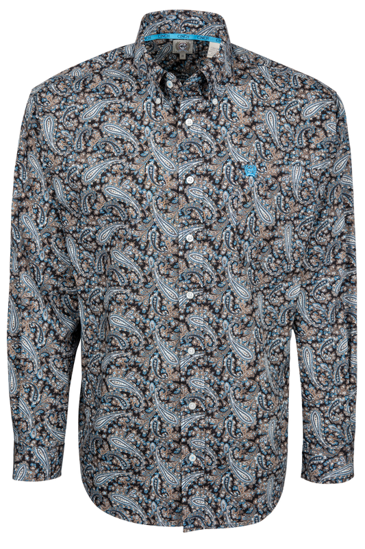 Cinch Paisley Print Button Front Shirt