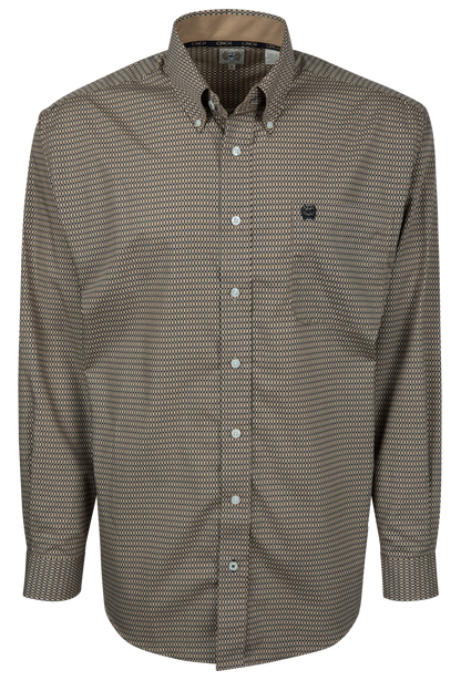 Cinch Argyle Print Button Front Shirt - Khaki