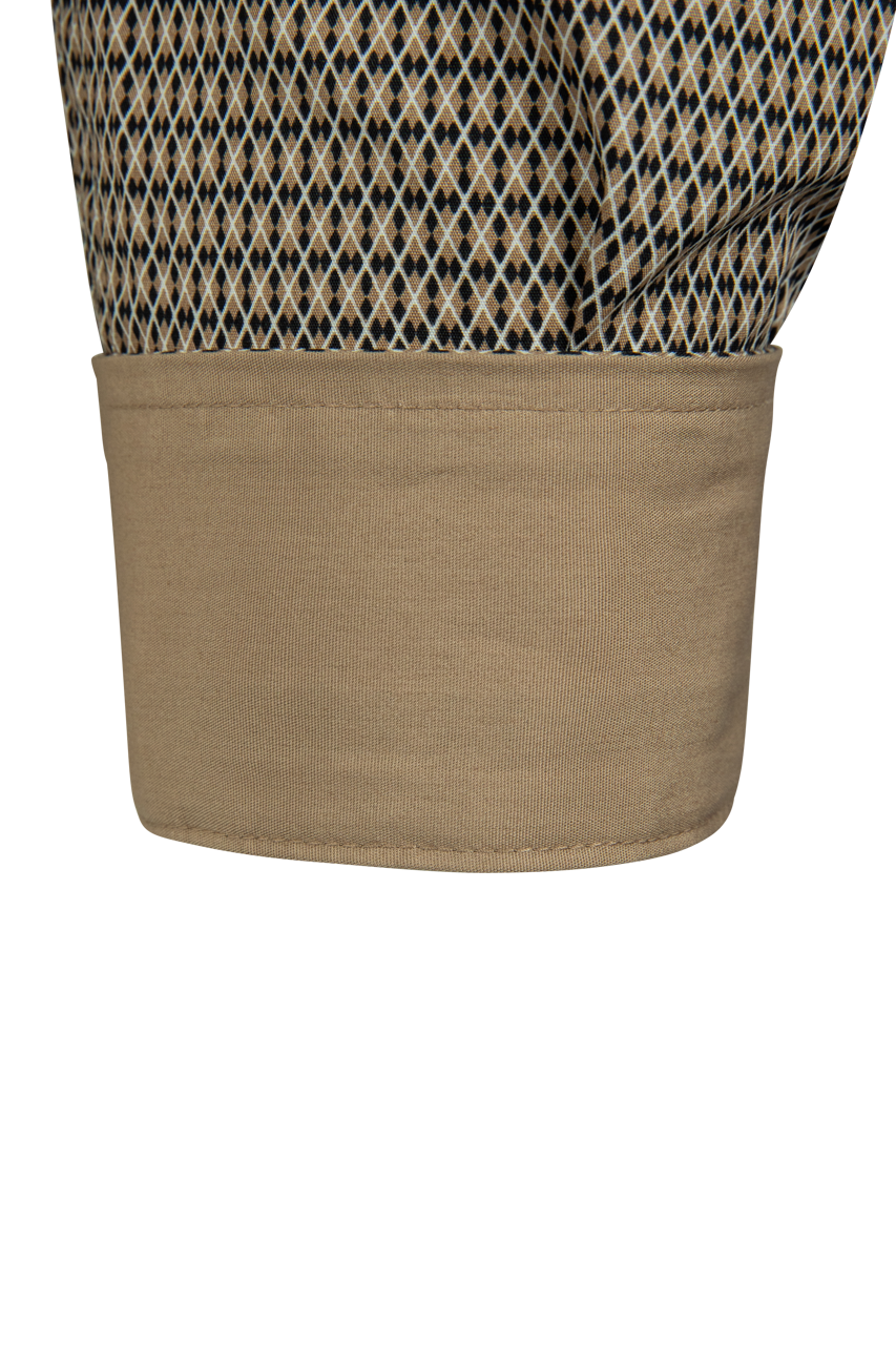 Cinch Argyle Print Button Front Shirt - Khaki