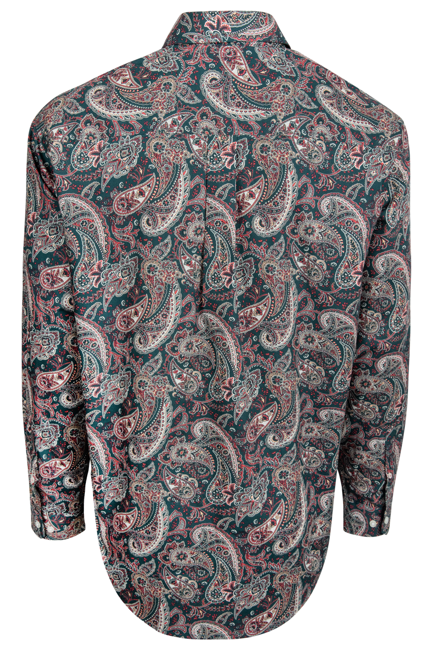Cinch Paisley Print Button-Down Shirt - Teal