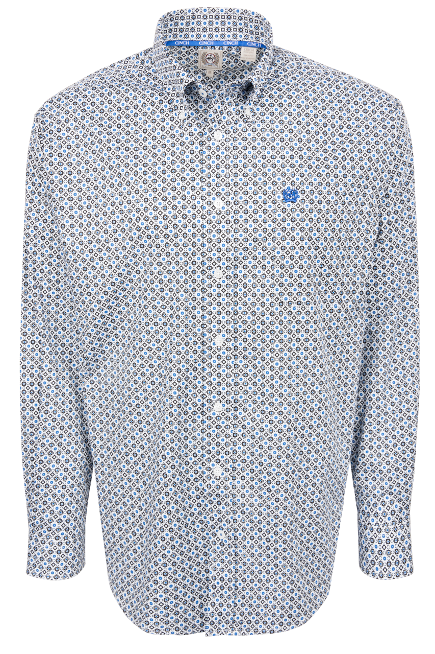 Cinch Blue Foulard Print Button Down Shirt
