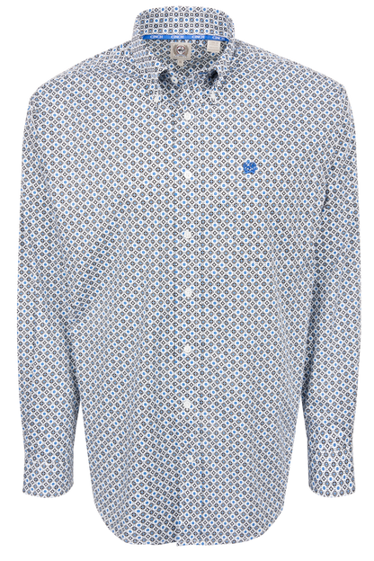 Cinch Blue Foulard Print Button Down Shirt
