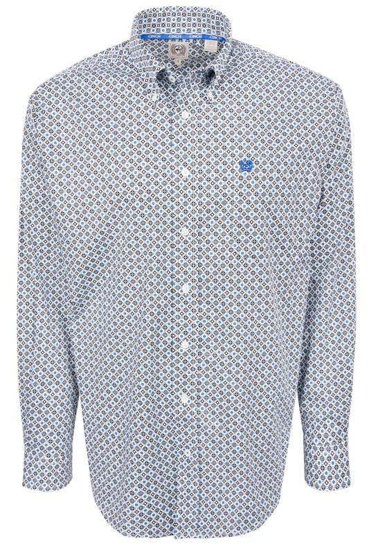 Cinch Blue Foulard Print Button Down Shirt