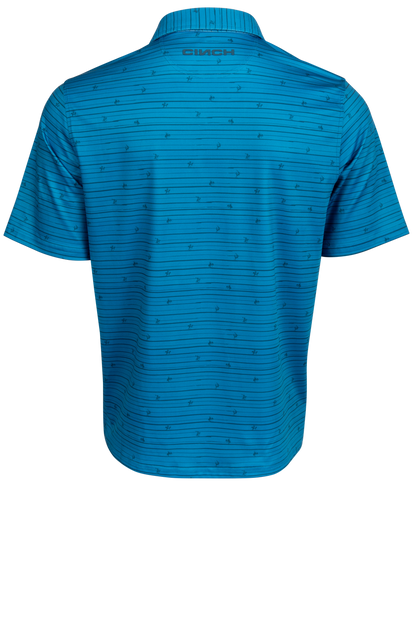 Cinch Buck Stripe Print Polo Shirt - Blue