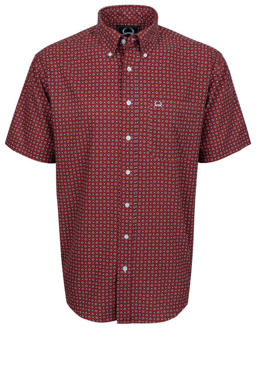 Cinch Foulard Print Button-Down Shirt - Red