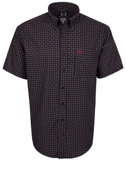 Cinch Diamond Print Button Down Shirt - Navy