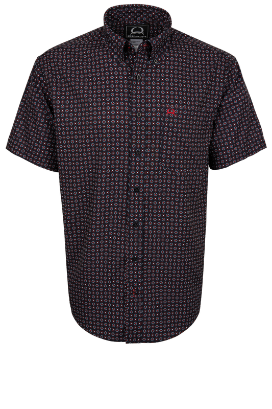 Cinch Diamond Print Button Down Shirt - Navy