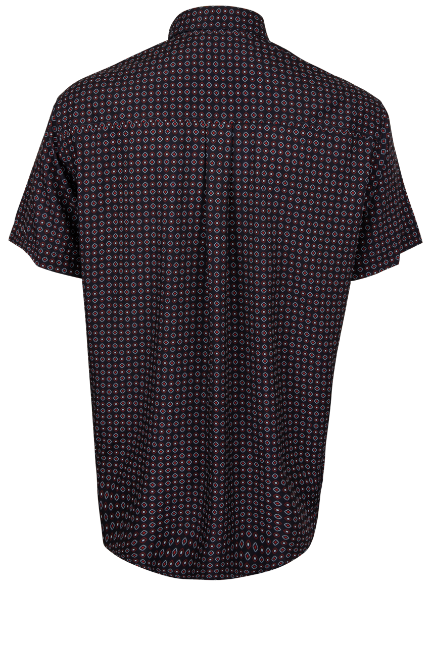 Cinch Diamond Print Button Down Shirt - Navy